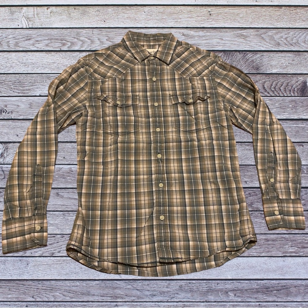 Urban Pipeline Flannel Dress Shirt Brown Blue Wedding Dinner Flannel Country